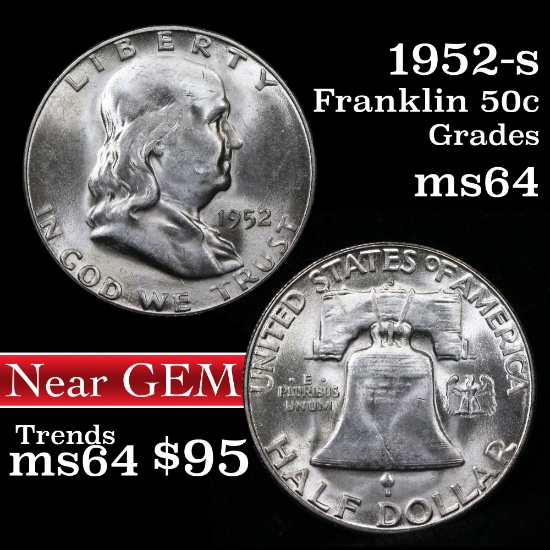 1952-s Franklin Half Dollar 50c Grades Choice Unc