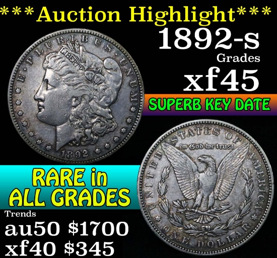 **Auction Highlight** 1892-s Morgan Dollar $1 Grades xf+ (fc)