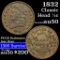 1832 Classic Head half cent 1/2c Grades AU, Almost Unc