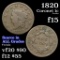 1820 Coronet Head Large Cent 1c Grades f+