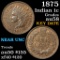 1875 Indian Cent 1c Grades AU, Almost Unc