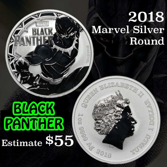 2018 Black Panther Marvel Silver Round .999 Fine 1 oz. Grades ms70, Perfection