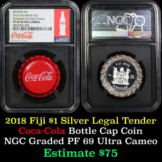 NGC 2018 Fiji S Coca Cola Bottle Cap $1 Graded pf69 by NGC