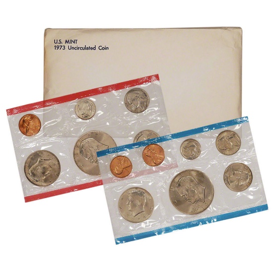 1973 United States Mint Set in Original Government Packaging  includes 2 Eisenhower Dollars.