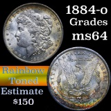 1884-o Rainbow Toned Morgan Dollar $1 Grades Choice Unc