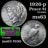 1926-p Peace Dollar $1 Grades Select Unc