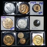 10 Assorted coins & tokens, Including 3 gold plated Ike Dollars
