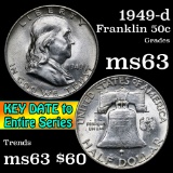 1949-d Franklin Half Dollar 50c Grades Select Unc
