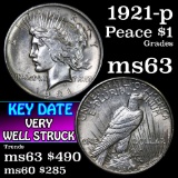 1921-p Peace Dollar $1 Grades Select Unc