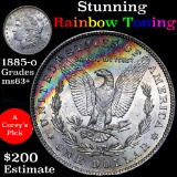 1885-o Rainbow Toned Morgan Dollar $1 Grades Select+ Unc