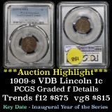 **Auction Highlight** PCGS 1909-s vdb Lincoln Cent 1c Graded f details by PCGS (fc)