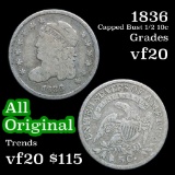 1836 Capped Bust Half Dime 1/2 10c Grades vf, very fine