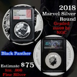 NGC 2018 Black Panther Marvel Silver Round .999 Fine Silver 1 oz. Graded ms69 by NGC