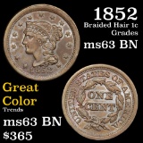 1852 Braided Hair Large Cent 1c Grades Select Unc BN