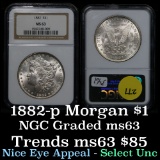 NGC 1882-p Morgan Dollar $1 Graded ms63 by NGC