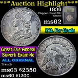 ***Auction Highlight*** 1836 Capped Bust Half Dollar 50c Graded Select Unc by USCG (fc)