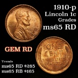 1910-p Lincoln Cent 1c Grades GEM Unc RD