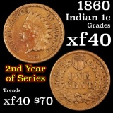 1860 Indian Cent 1c Grades xf