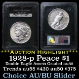 **Auction Highlight** 1928-p Peace Dollar $1 Graded au58 by Double Eagle Assets (fc)