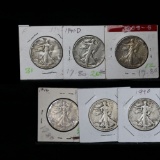 6 Walking Liberty Half Dollars dated 1939-1946 50c