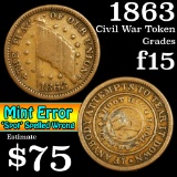 ***Auction Highlight*** 1863 Flag/Dix, mint error Spoot Civil War Token 1c Grades f+ (fc)