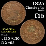 1825 Classic Head half cent 1/2c Grades f+