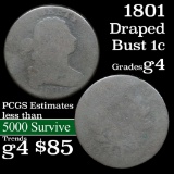 1801 Draped Bust Large Cent 1c Grades g, good