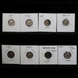 8 Better Date Mercury Dimes 1917-1945