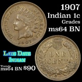 1907 Indian Cent 1c Grades Choice Unc BN