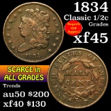 1834 Classic Head half cent 1/2c Grades xf+