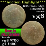 *Auction Highlight* 1795 Plain Edge, Liberty Cap Flowing Hair large cent 1c Grades vg, very good (fc