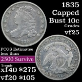 1835 Capped Bust Dime 10c Grades vf+