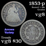 1853-p Seated Liberty Half Dime 1/2 10c Grades vg, very good