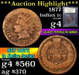 ***Auction Highlight*** 1877 Indian Cent 1c Graded g, good by USCG (fc)