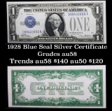 1928 $1 Blue Seal 'Funny Back' Silver Certificate $1 Grades Choice AU/BU Slider