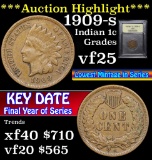 ***Auction Highlight*** 1909-s Indian Cent 1c Graded vf+ by USCG (fc)