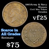 1863 Army & Navy Civil War Token 1c Grades vf+
