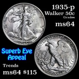 1935-p Walking Liberty Half Dollar 50c Grades Choice Unc