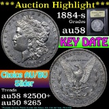 ***Auction Highlight*** 1884-s Morgan Dollar $1 Graded Choice AU/BU Slider by USCG (fc)