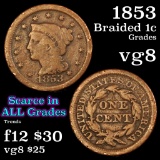 1853 Braided Hair Large Cent 1c Grades vg+