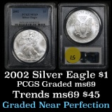 NGC 2002 Silver Eagle Dollar $1 Graded ms69 by NGC