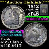 ***Auction Highlight*** 1812 Capped Bust Half Dollar 50c Graded xf+ by USCG (fc)