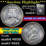 ***Auction Highlight*** 1893 Isabella Isabella Quarter 25c Graded Select+ Unc by USCG (fc)