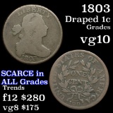 1803 Draped Bust Large Cent 1c Grades vg+