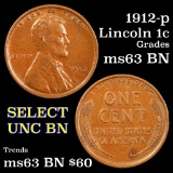 1912-p Lincoln Cent 1c Grades Select Unc BN