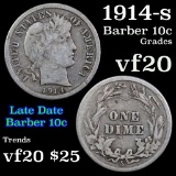 1914-s Barber Dime 10c Grades vf, very fine