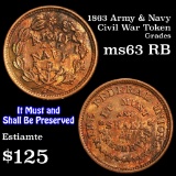 1863 Army & Navy Civil War Token 1c Grades Select Unc RB