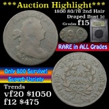 ***Auction Highlight*** 1800 80/79 2nd Hair Draped Bust Large Cent 1c Graded f+ by USCG (fc)