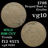 1798 Draped Bust Large Cent 1c Grades vg+