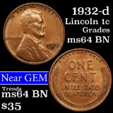 1932-d Lincoln Cent 1c Grades Choice Unc BN